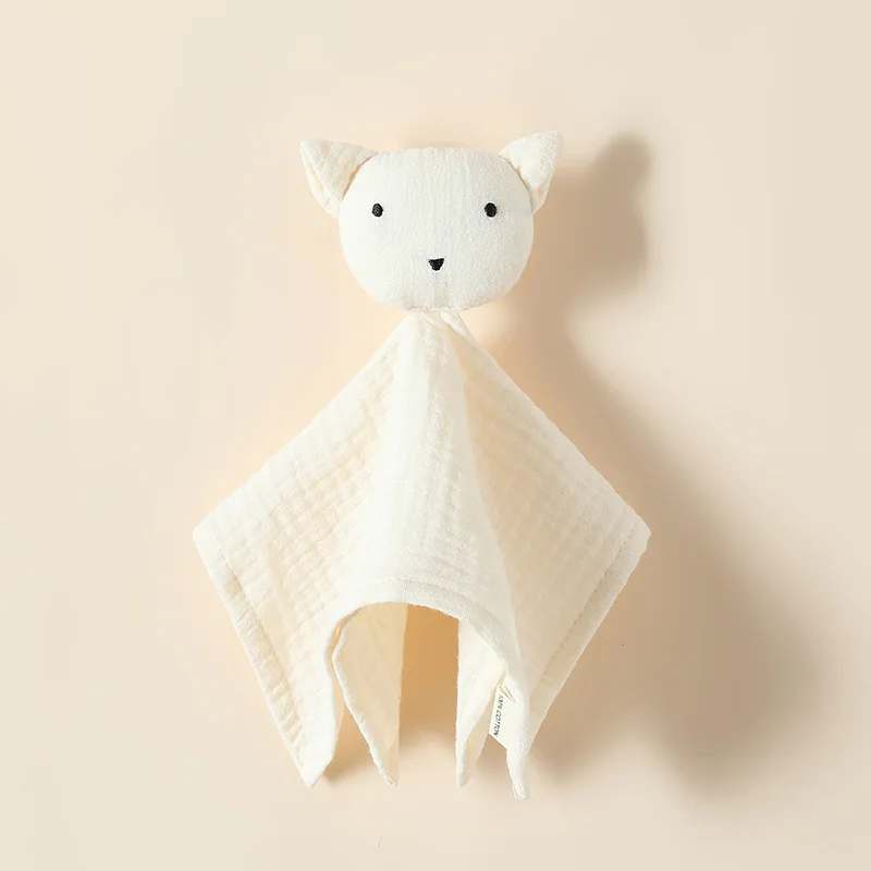 Cotton Muslin Lovey Blanket Muslin Bear Cow Security Blanket Infant Nursery Character Blanket for Boys and Girls