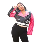 Women Jackets And Coats 2021 Plus Size Women Clothing Rivet Letter-printed Splice Color Zipper Jakets Coats For Women