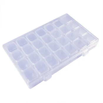 28 Slots Clear Plastic Storage Box for Nail Art Rhinestone Tools Jewelry Beads Display Case Organizer Holder