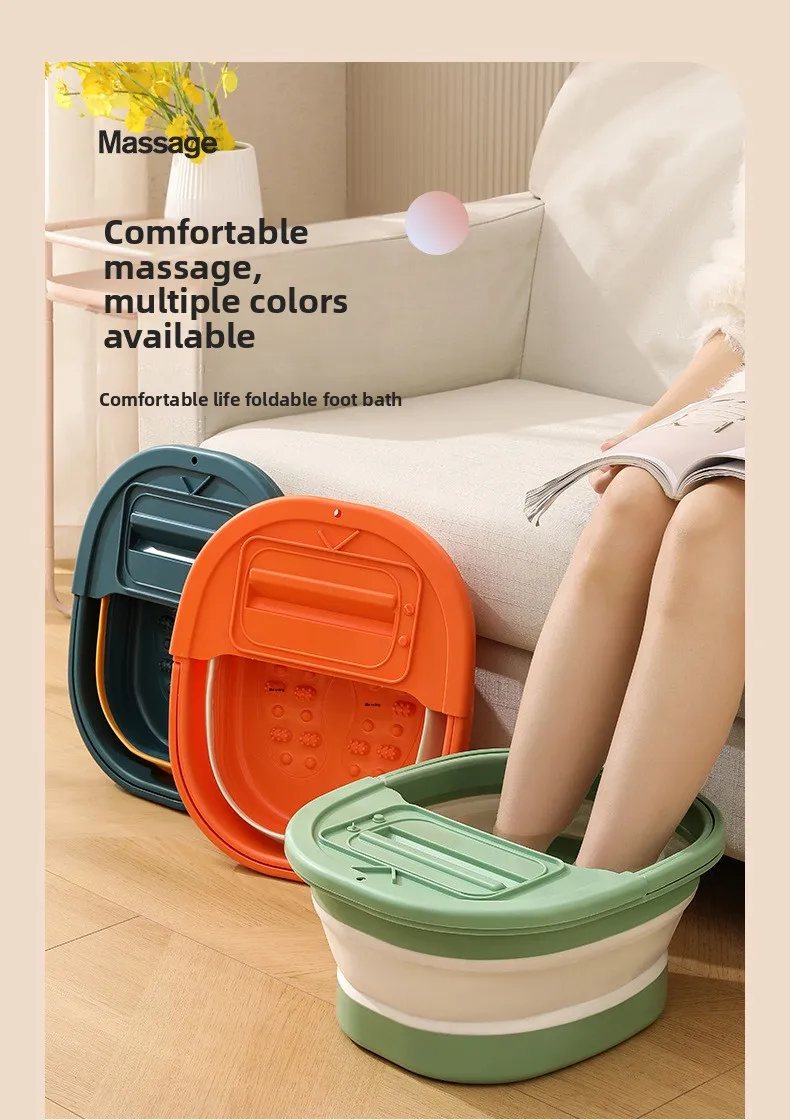 product portable pp plastic folding washing feet massage bucket foot spa basin for home bathroom laundry tub with phone holder cover-1