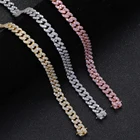Cz BC003 8mm Brass Setting Zircon Cuban Link Chain Necklace Hip Hop Bling Jewelry CZ Chain Iced Out