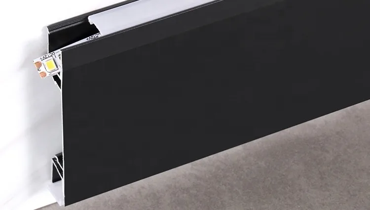 Powder Coating White Black Skirting Led Aluminium Profile With Led