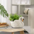 Decoration Pot Custom Outdoor Decoration Polyresin Animal Shaped Planter Garden Ornament Resin White Swan Flower Pot