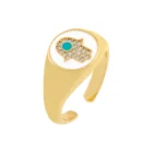 Hand Ring Luxury Gold Plated Cz Zirconia Hand Open Ring Bling Colorful Oil Drop Crystal Hand Ring For Women Jewelry