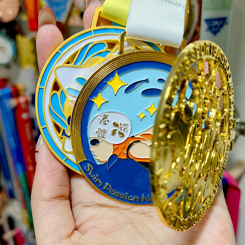 Manufacturer Competition Award Medal Flip-Top Marathon Running Soccer Race Swimming Sport Metal Medals details