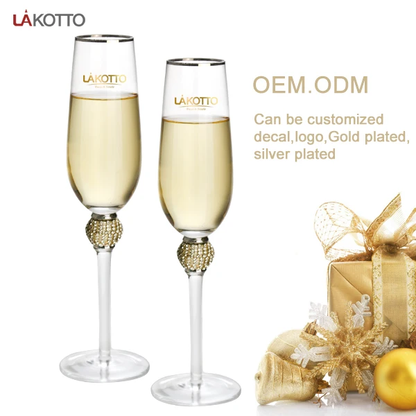 LA KOTTO 300ml Wedding decorated glassware goblet rimmed gold wine glass