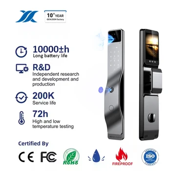 Tuya OEM Pin Code Korea Digital Door Lock 4200mAh Battery Biometric Lock Wood Door App 3D Face Smart Locks For Home Security