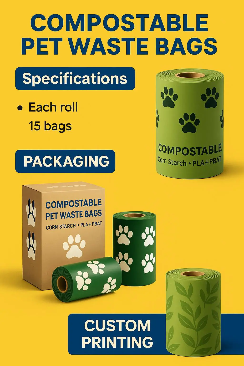 Eco-friendly Compostable Poop Bags on a Roll for Dogs Biodegradable Dog Poop Bag - detail 5