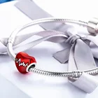 S925 Red Pendant S925 Sterling Silver Heart Shape Beads DIY Red Oil Pendant Accessories For Valentine's Day