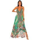 Clothing Summer Women Sexy Halter Beach Vacation Dresses Maxi Print Clothing Bohemian