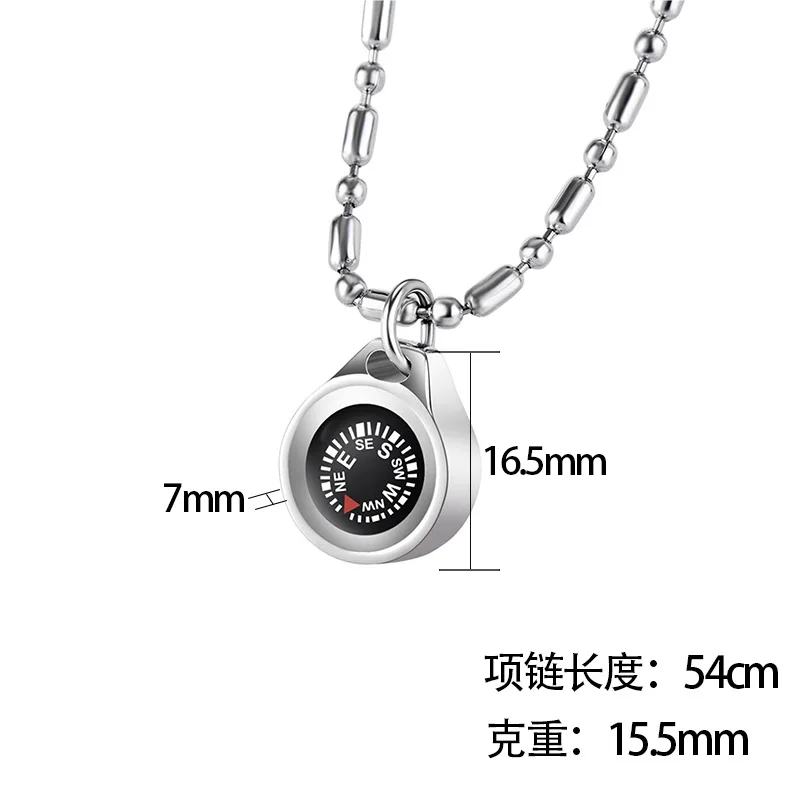 Wholesale Dropshipping Fashion Jewelry Designer Hip Hop Accessories Stainless Steel Gold Plated Compass Pendant Necklace
