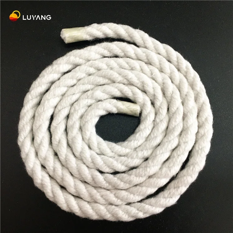 LUYANGWOOL Fireproof 2300F Diameter 2&quot;X50ft Ceramic Fiber Twisted Rope for Furnace and Kiln Door Seal