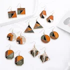 Earrings Wooden Earrings Hot Selling Wood Earrings African Geometric Wooden Splicing Earrings