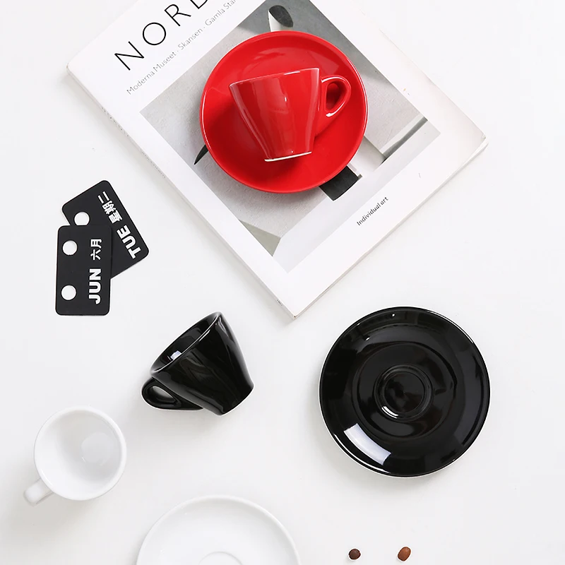 Manufacturers 75ml Reusable Porcelain Ceramic Cappuccino Espresso Latte Mug Handmade Small Modern Cafe Coffee Tea Cups supplier