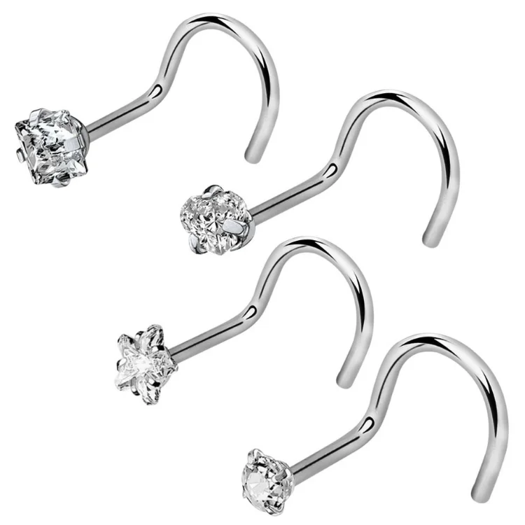 Personalized Piercing Nose Stud Stainless Steel Rhinestone Nose Stud Fashion Body Piercing Jewelry for Women