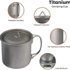 Titanium Titanium BPA FREE 750 Ml 1900ml Camping Set Of Titanium Cooking Outdoor Bush Pot With Lid With Bag