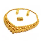 Jewelry 24K Gold Women's Jewelry Set Bridal Wedding Necklace Earring Ring Bracelet Four-piece Set