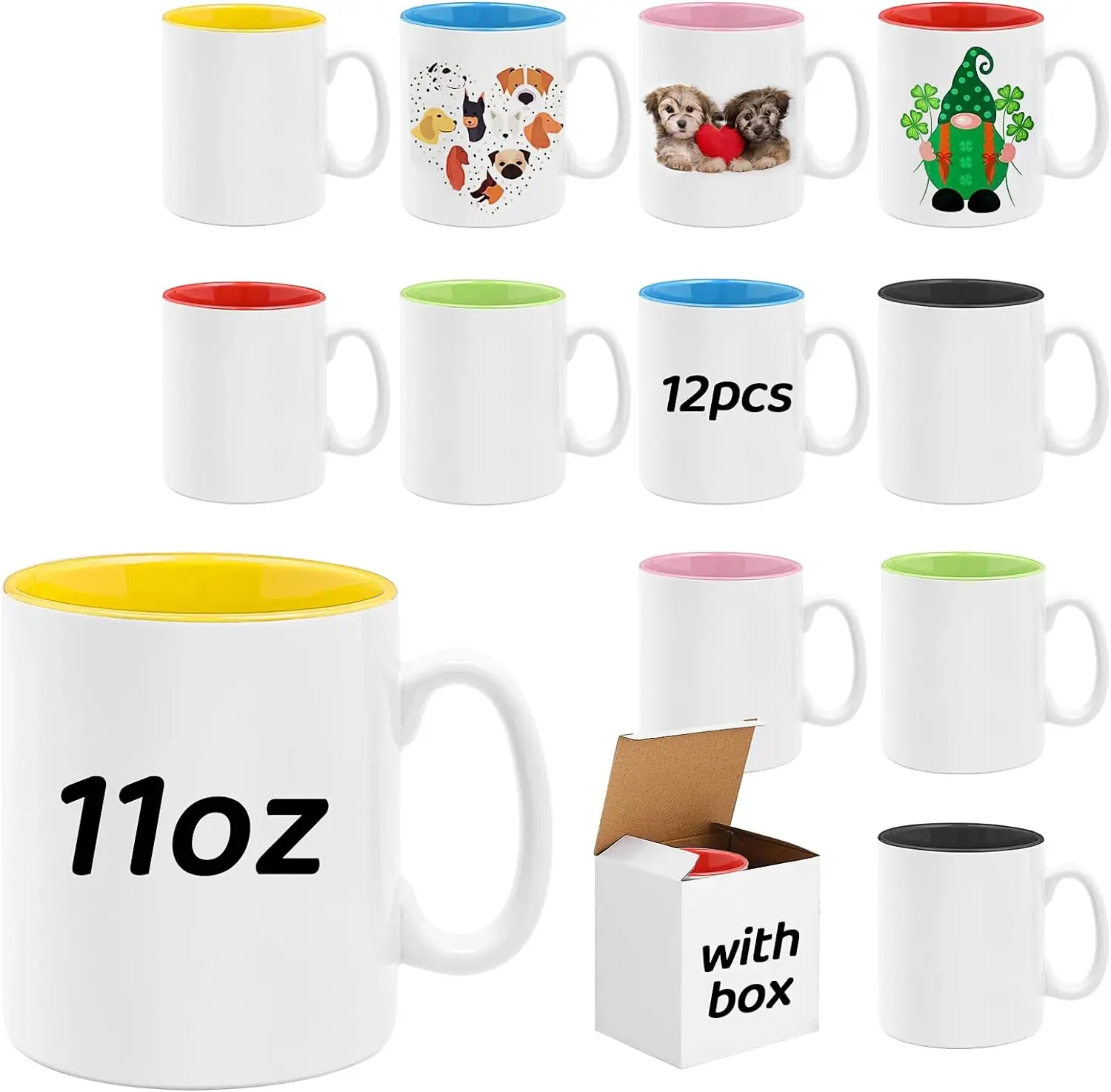 china supplier Custom logo 11oz Inner Rim Color Sublimation ceramic sublimation mug