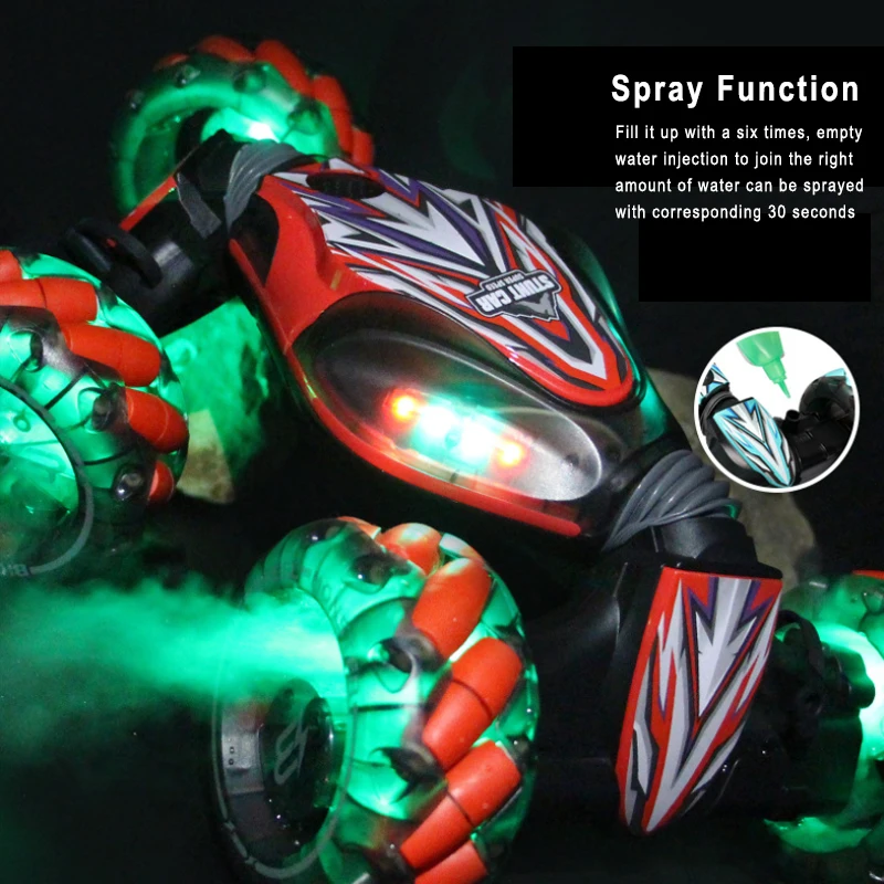 Four Wheel Spray Double Sided Remote Control Twister Drive Power Interaction Rc Stunt Car With Light For Kids