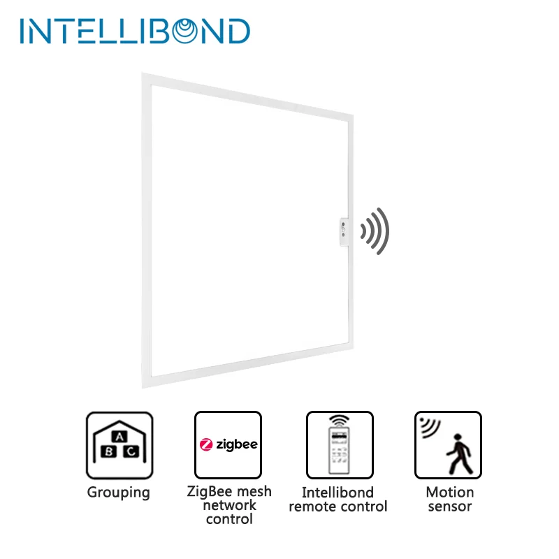 Intellibond Commercial 40W Dimmable Square 60x60 Backlight Ceiling Lamp Built-in Motion Sensor Led Flat Panel Indoor Lighting