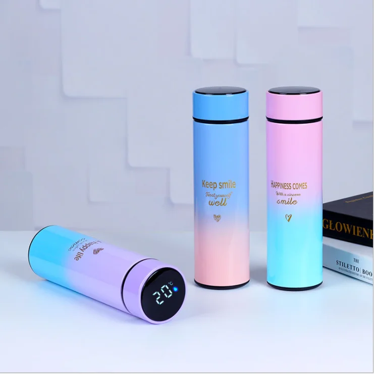 500ml custom smart stainless steel thermos bottle with LED temperature display lid Gift cup