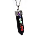 Obsidian Wholesale Natural Crystal Pendant Obsidian 7 Chakra Necklace Sword Pendant Couple Jewelry