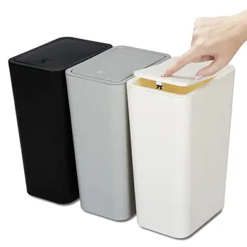 3 Pack 10L/2.6 Gal Bathroom Trash Can with Lid Bathroom Trash Bin with Press Lid Small Trash CanSlim Garbage Cans/Waste Basket