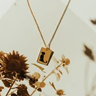 Jewelry Genuine JUJIE 14k Gold Necklace Jewelry Genuine Rectangle Pendant Necklace Gold Chains