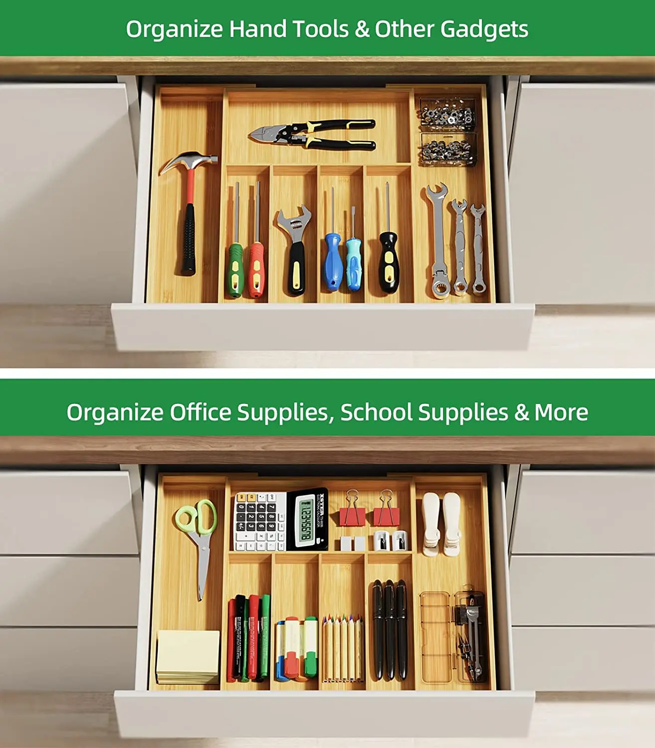 product zc custom expandable bamboo cutlery holder organizer storage tray drawer organizer for kitchen utensils-5