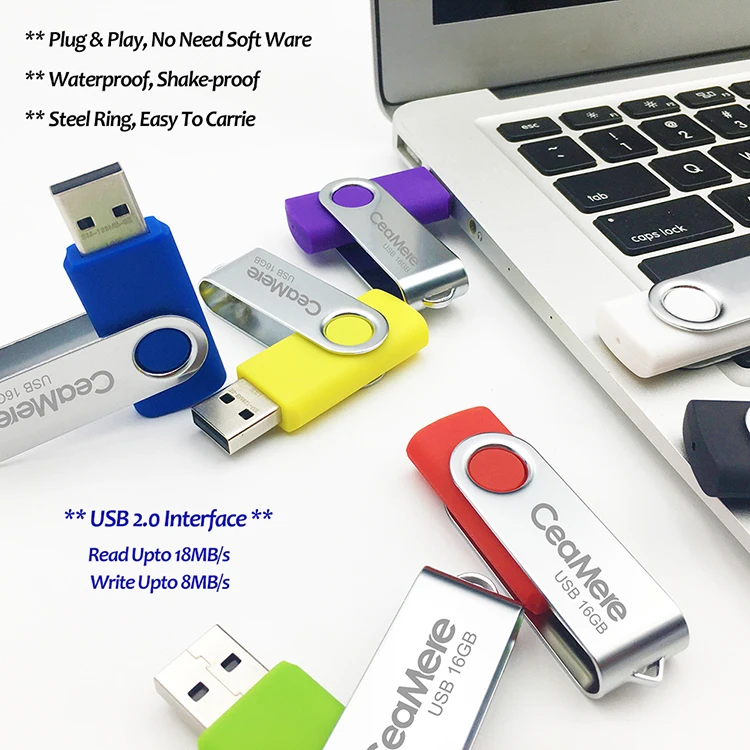 Ceamere C14 Bulk Swivel Metal USB 2.0 3.0 Flash Pen Drives 4GB 8GB Flash Memory Stick 32GB 128GB 16GB Custom Pendrive USB Stick