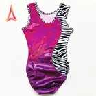 Kids Gymnastics Zebra-paneled Fuchsia Gradient Shiny Gymnastics Leotards