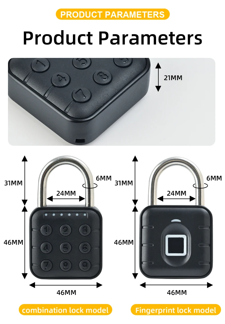 Factory Selling Smart finger print padlock Waterproof Padlock Travel Luggage Suitcase Security Door Locks Smart Electronic