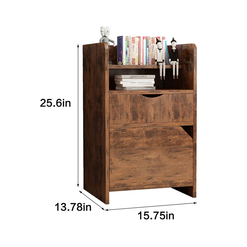 YQ FOREVER Vintage Style Beside Table Cabinet Nightstands Living Bedroom Furniture