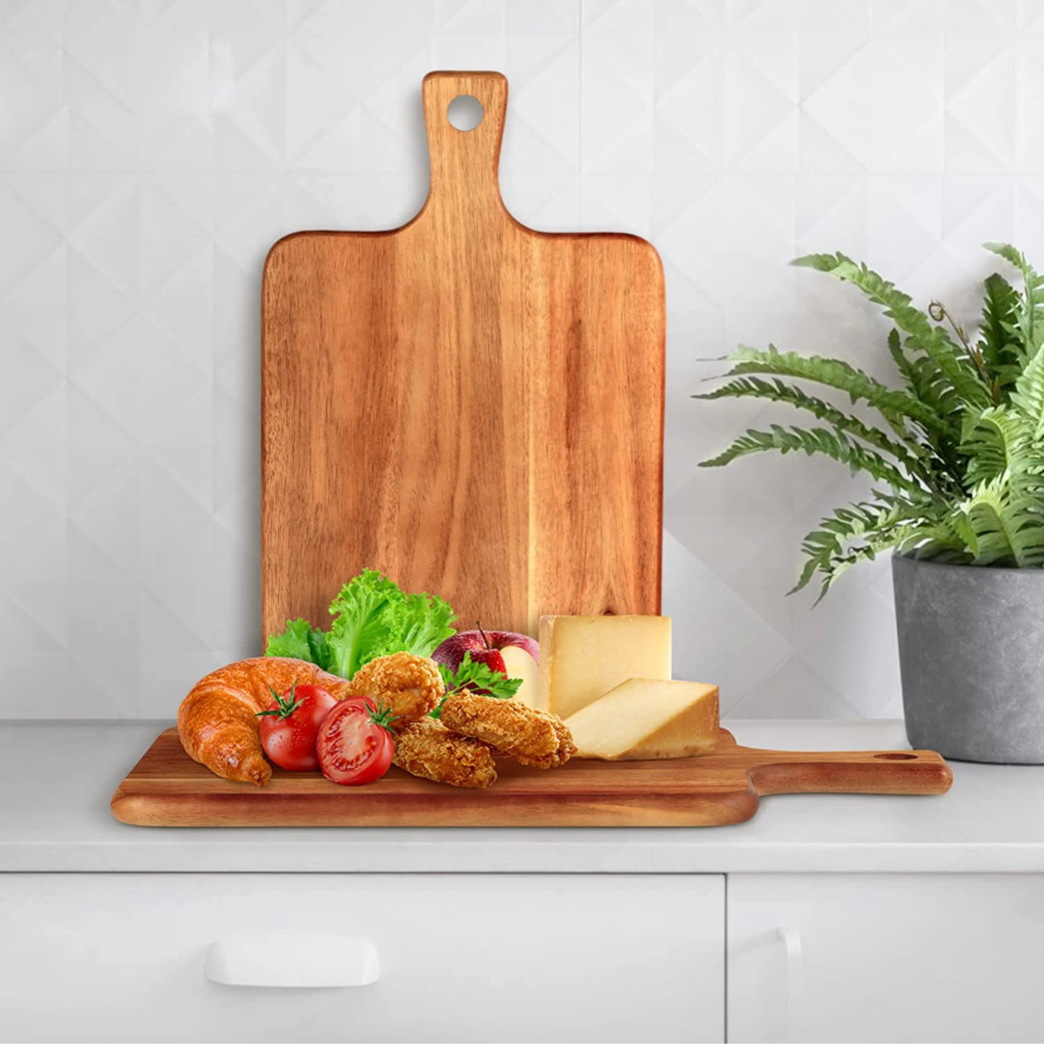 product natural acacia wood pizza peel wooden pizza paddle large pizza board with handle-2
