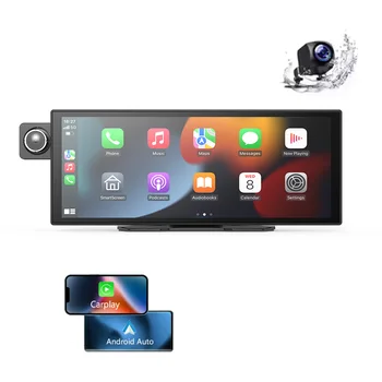 Newest 11.26 Inch Portable Carplay Screen with Dual Cameras  Apple Carplay Car Dash Cam 4K Front+Rear 1080P