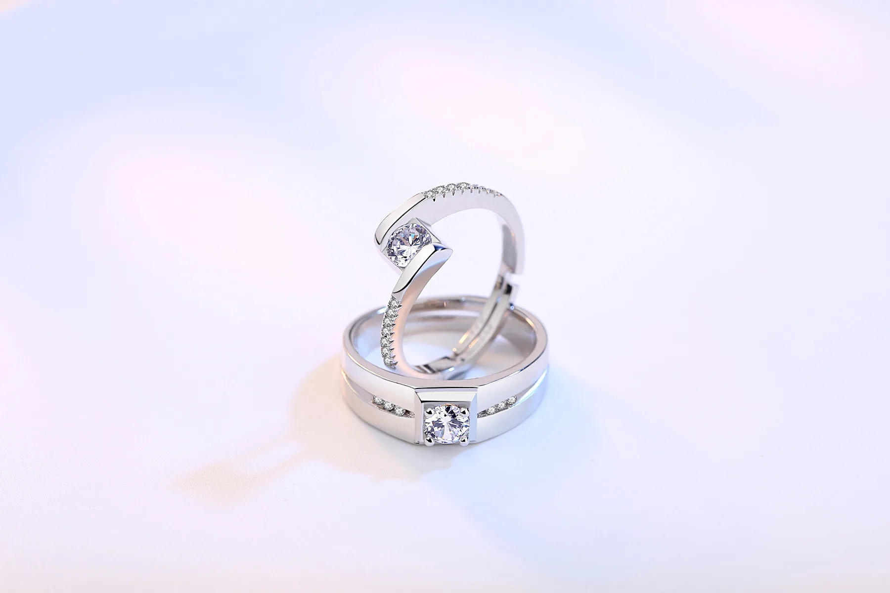 2025 New Korean Couple Ring Heart Shaped Adjustable Zircon Pair Ring