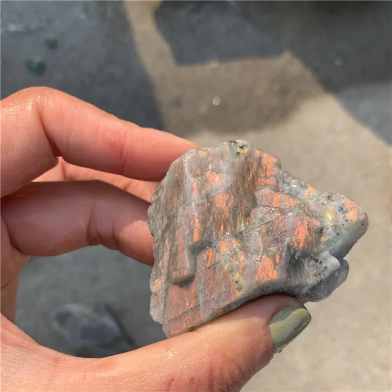 JUNHEA3 Natural Crystal Stone Moonstone Labradorite Rough Rock