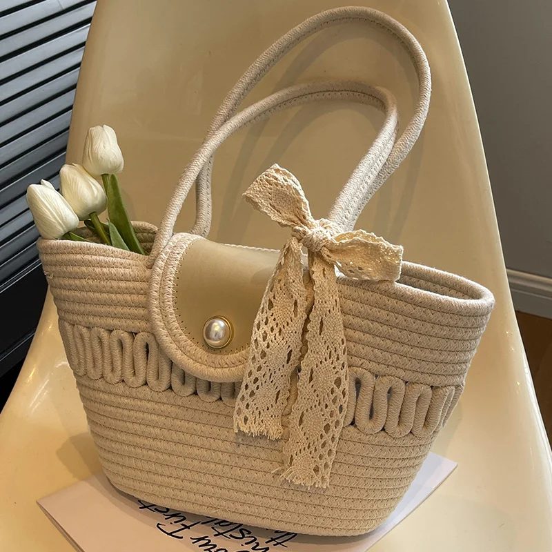 HUAYI  Cotton rope braided color customized Hand-woven bag