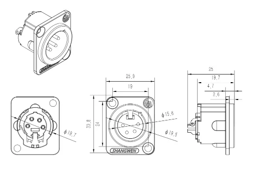 New XLR 4-Pin Female Socket IP40 Indoor Audio Video Cable Connector with Solder Adapter and Jack Lead Cable Connector