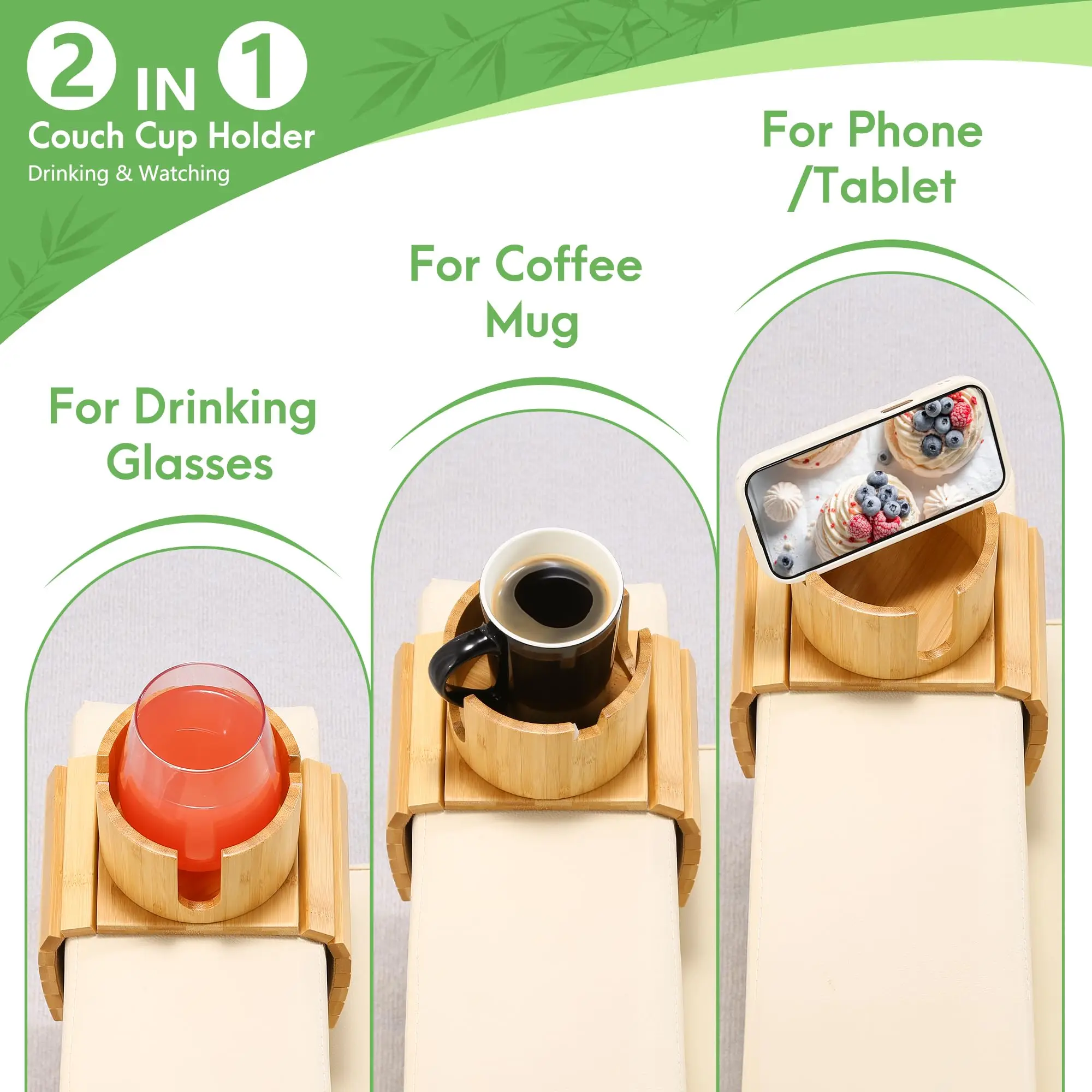 product bamboo sofa armrest cup holder couch arm cup holder anti slip couch drink holder for sofa arm home living room storage organizer-3
