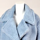 Blue Jacket Fashion Clothes Long Light Blue Lamb Faux Fur Coat Jacket For Women Winter Warm