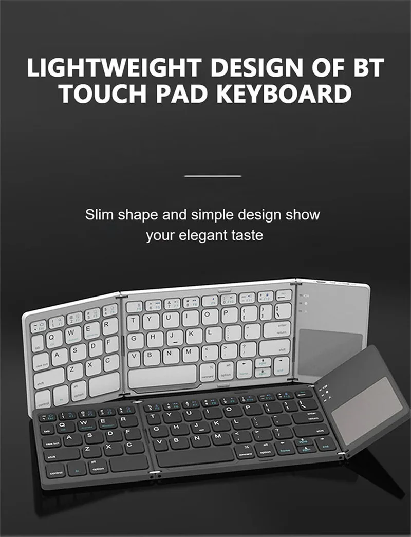 B033 Mini Foldable Keyboard With Touchpad Wireless Air Mouse For