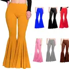 Pants Latest Fashion Solid Colors Ruffles High Waist Wide Leg Flare Yoga Pants Bell Bottoms Pants Women
