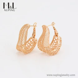 ML69680 XUPING ML Store Free sample African style costume jewelry woman 18K gold color Exaggerated hollow clip earrings