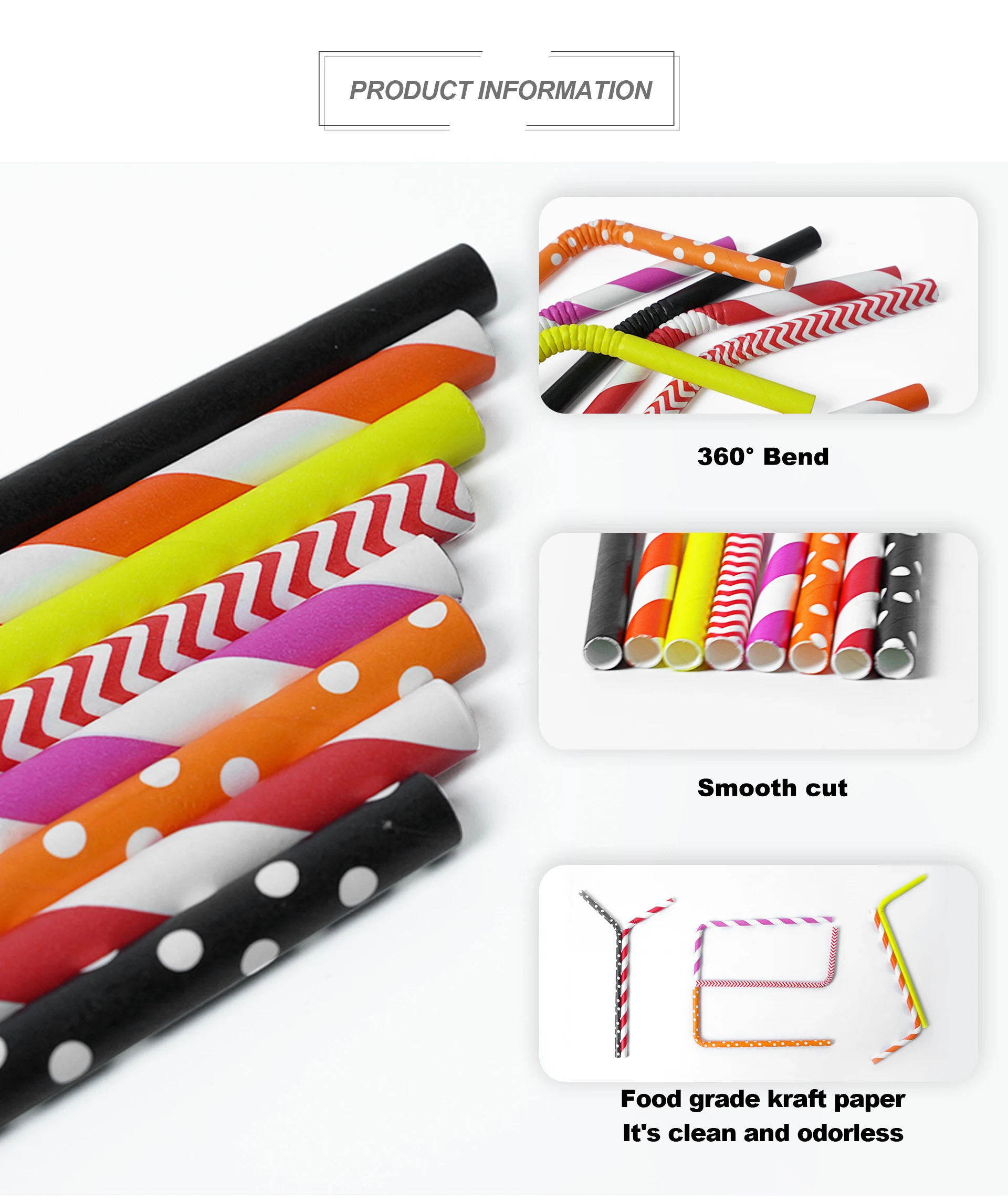 6mm 12mm Beautiful Bend Bending Drinking Cheap Degradable High Quality Party Wavy White Zigzag Individual Paper Straw