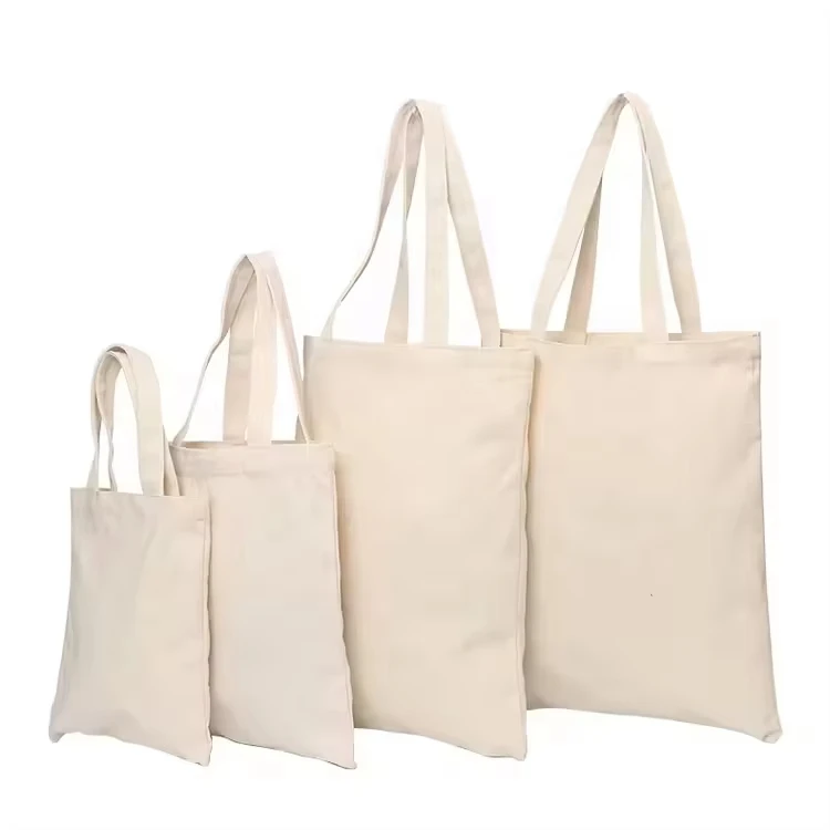 Custom Eco-Friendly Recycled Canvas Tote Shopping Bags Reusable with Shoulder Custom Printed Logo factory