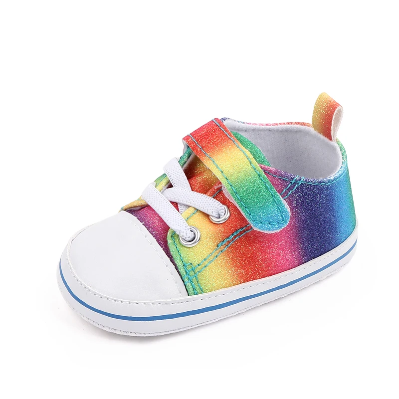 New Arrival Bling rainbow Color Canvas Baby Sneakers Shoes Toddler Shoes Unisex factory