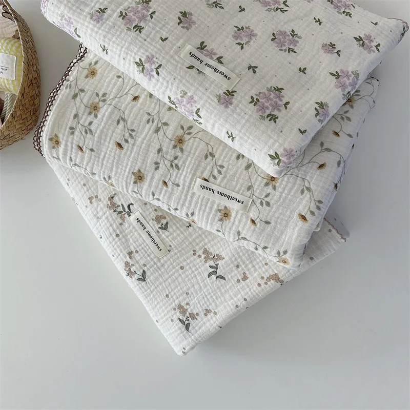 Muslin Swaddle Blankets for Newborn Soft Cotton Newborn Receiving Blanket Flower Pattern Swaddle Wrap Burping Clothes