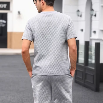 2024 Men's Summer Thin Quick Drying Sportswear Men's Set With Short Sleeve Top And Sport Shorts