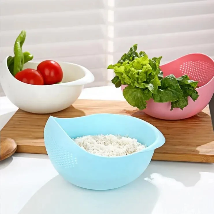 Hot selling Plastic Rice Beans Peas Washing Filter Strainer Basket Sieve Drainer Cleaning Gadget Kitchen Accessories